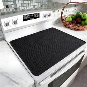 LONGKING 2X Thicker Stove Top Cover for Electric Stove  Silicone Stove Mat for Glass Top Stove, Dish Drying Mats For Kitchen, Range Covers for Electric Stove (Black, 30 x 21)
