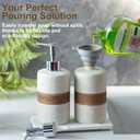 2-Pack Ceramic Soap Dispensers Set, Includes Stainless Steel Pump, Silicone Funnel and Diatomaceous Tray, Hand Soap, Dish Soap, Shampoo and Conditioner Dispenser for Bathroom & Washroom, White