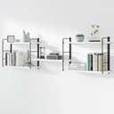MXCSE Wall Shelves, Wall Mounted Bookshelves, DIY Floating Shelves for Wall, Wood Hanging Book Shelves for Room, Bedroom, Living Room, Easy Installation (White, 50W x 17H)