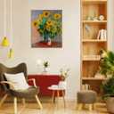 Woxfcart Sunflower Flower Decor Wall Art, 16 x 20 Monet Floral Painting Artwork Canvas Print for Bathroom Bedroom, Ready to Hang