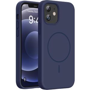 Miracase Magnetic for iPhone 12 Case/iPhone 12 Pro Case, [Soft Anti-Scratch Microfiber Lining], Compatible with MagSafe, Liquid Silicone Shockproof Drop Protection Phone Case for 12/12 Pro,Dark Blue