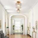 Modern Semi Flush Mount Ceiling Light, Industrial Clear Glass Ceiling Light Fixture, Crystal Ceiling Lamp, Modern Ceiling Lamps, Farmhouse Light for Entryway Hallway Kitchen Dining Room