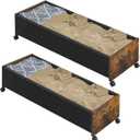 FOUCSSOMEI Under Bed Storage with Wheels, Wooden Under Bed Drawers On Wheels, Rolling Under Bed Shoe Storage, Space Saving,Rustic Brown,80L