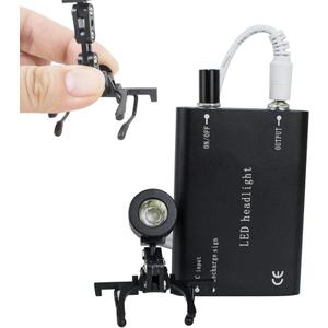 Fencia LED Dental Headlight, Portable Surgical Medical Head Light Lamp, Rechargeable High Brightness LED Headlamp with Universal Clips on Loupes/Glasses - US Shipping