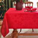 Honellaty Christmas Tablecloth Rectangle, Jacquard Snowflake Pattern Table Cloth for Rectangle Tables, Water Resistant Rectangular Tablecloths for Dining Room & Holiday Decoration, 52" x 70" Red