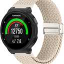 Braided Stretchy Nylon Magnetic Clasp WatchBand Compatible with Garmin Forerunner 235/220/230/620/630/735XT,Soft Adjustable Sport Strap for Forerunner 235 Lite/Approach S20/S6/S5 (Starlight)