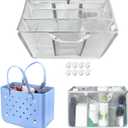 XYFuuee Beach Bag Organizer Inserts for Baby Medium Bogg Bag Accessories with 8 Removable Metal Fasteners, Lightweight Mesh Insert Divider Pouch, Organizing Rubber Tote, Save Storage Space, Gray M (2.0 Medium)