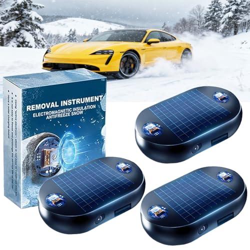 3PCS Anti-freeze Electromagnetic Car Snow Removal Device, Solar Electromagnetic Molecular Interference Freeze, Electromagnetic Wave Anti Freezing, Snow Remover Instrument for Ice and Snow Scraping