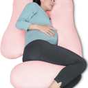 MOON PARK Pregnancy Pillows for Sleeping - U Shaped Full Body Maternity Pillow with Removable Cover - Support for Back, Legs, Belly, Hips - 57 Inch Pregnancy Pillow for Women - Pink