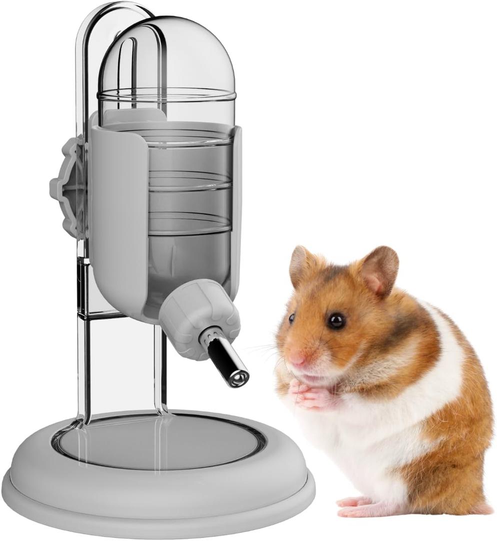 Hamster Water Bottle with Stand, 4oz Water Dispenser for Syrian Dwarf Hamsters Gerbils Mice Rats Degus (Gray)