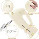 Handmixer Electric Handheld - 7 Speed Portable Kitchen Mixer Electric with 5 Stainless Steel Accessories Whisk, Food Beater for Whipping Mixing Cookies Cakes Eggs, Beige