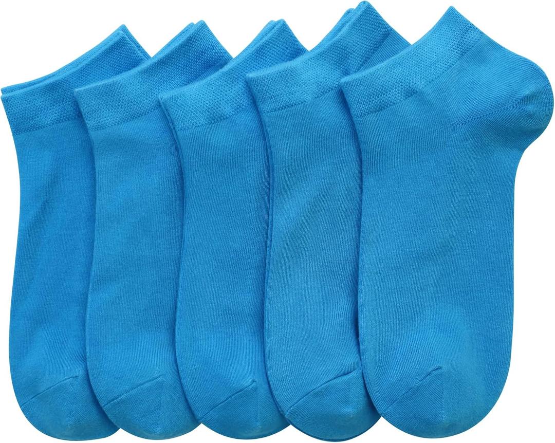 SERISIMPLE Women Viscose Bamboo Ankle Socks Low Cut Thin Sock Lightweight Pastal Color Soft Sock 5 Pairs(Ocean Blue, Medium)
