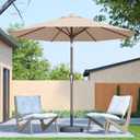 10FT Patio Umbrella Outdoor Market Umbrella with Crank and Tilt, 8 Flexible Fiberglass Ribs, UV-Resistant Waterproof Canopy for Patio, Deck, Garden, Backyard, Beige