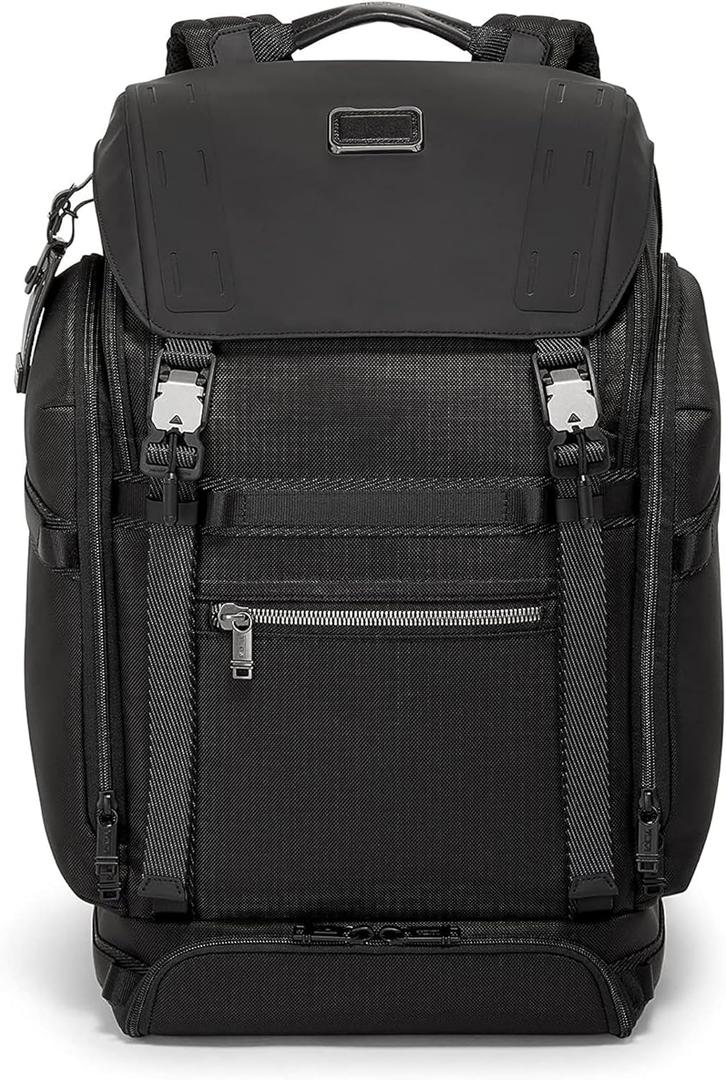 TUMI - Alpha Bravo Expedition Flap Backpack - Large Carry On Backpack - 21.0" X 12.5" X 7.5" - Fits up to 17" Laptop - Black