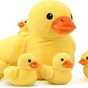 14" Yellow Duck Stuffed Animal with Babies, Ducky Plush Playset with Zipper Pocket, 5pcs Ducklings Toys Plushie Birthday Gift for Kids Boy Girl