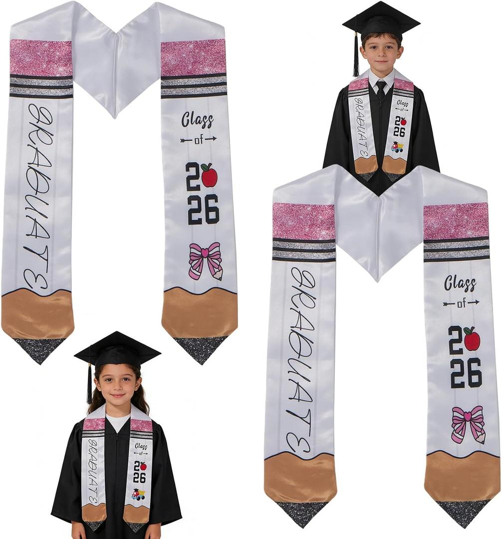 2 Pcs Kindergarten Preschool Graduation Sash, Kindergarten Preschool Graduation Stole Class of 2026,Graduation Gift