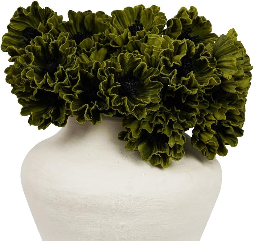 Melorca&Guilla Artificial Flowers,24Pcs 13.5inch Green Poppy Fake Flowers,Real Touch Faux Flowers, Spring Dcor Fake Silk Flowers for Wedding Kitchen Shop Office Home Dcor (24, Green Cornpoppy)