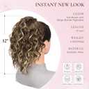 12 Inch Ponytail Extension - Soft Curly Pony Tails Hair Extensions, Claw Clip Ponytail Extension, Synthetic Clip in Ponytail Hair Extensions (Color: Ash Brown with Beige Blonde Highlights)