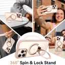 360 Spin Magnetic Stand (Pro-Version) for iPhone 16 Pro Case (Compatible with MagSafe) [Military Drop Protection] Matte Translucent Shockproof Protective Phone Case 6.3'', Desert Titanium
