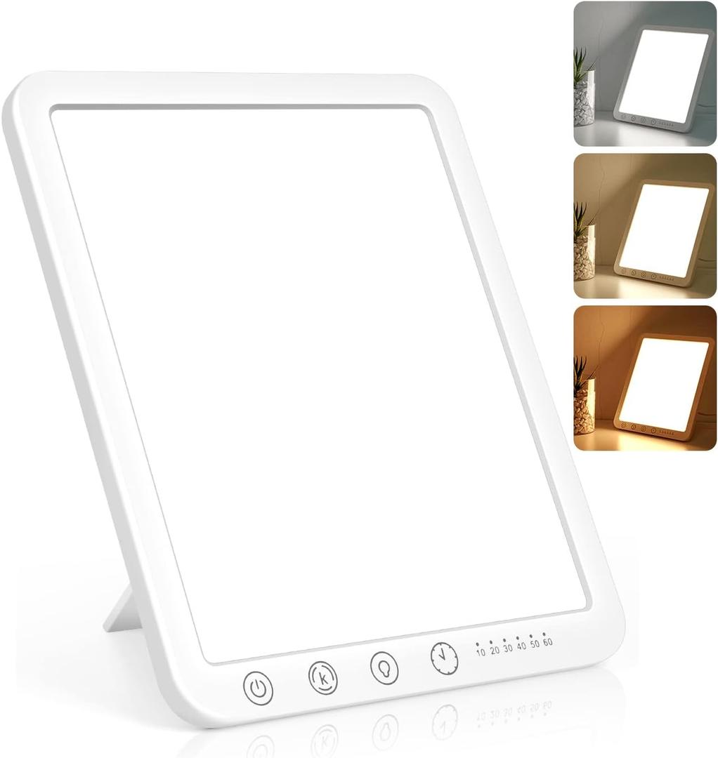 Light Therapy Lamp, 15000 Lx Sun Lamp,3 Color Temperature, 5 Levels of Adjustable Brightness and Timer Function Light Lamp, Touch Control, Rotatable Stand, Memory Function, Home/Office Use