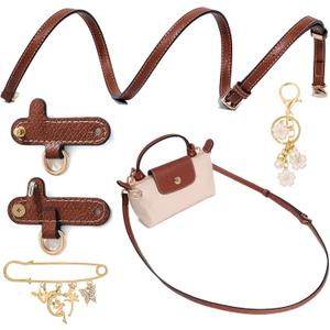 LUNINGLA Leather Strap Replacement for Longchamp Mini Bag Shoulder Pouch, Adjustable Bag Strap Crossbody Conversion Kit Compatible with Long Champ Handbag