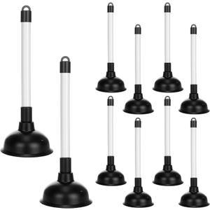 LemonRoad 10 Pcs Toilet Plungers Bulk 11.4 Inch Bathroom Bowl Brush Plungers Drain Pump Removes Clogs Tools with Plastic Handles for Bathroom Hotel Stores