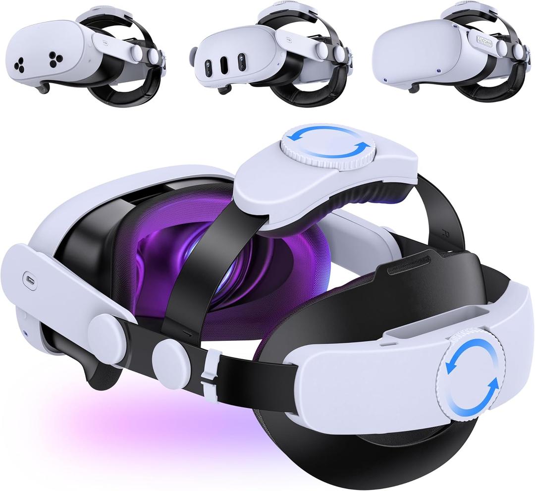 Kawaye for Meta Quest 3S/Quest 2/Quest 3 Head Strap, Double Knobs Adjustable Elite Strap Replacement,VR Headset Strap with Two Large Support Pad Enhanced Support, Reduce Pressure-MQ2000