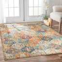 Lahome Moroccan 6x9 Rugs for Living Room, Soft Washable 6x9 Area Rug for Bedroom, Ultra-Thin Oriental Trellis Non Shedding Throw Large Carpet for Dining Room Office Elise, Cream/Multi