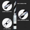 Stubby Brad Point Wood Drill Bit Set, 6pcs Hex Shank Short Length Drill Bit Set with Double Flutes Design for Carpenter Woodworking and All Types of Wood (3/32" - 3/8")