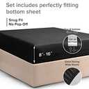 Twin Size Fitted Sheet - Hotel Luxury Single Sheet - Fits Mattress Up to 16 - Extra Soft, Wrinkle Free, Breathable, and Cooling - Bottom Sheet - Black