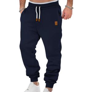 Mens Drawstring Sweatpants with Pockets Athletic Jogger Pants Cargo Sweatpant Winter Fleece Athletic Trousers (Small, Navy)