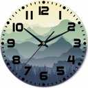 Mountain Wall Clock Battery Operated Natureforestmountainscenery Wall Clock Silent Non Ticking Quality Quartz 10 Inch Round Easy Clock to Read for Home Office
