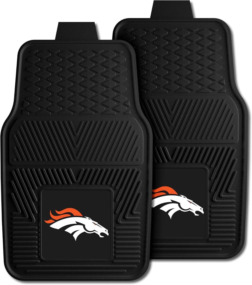 FANMATS 8768 NFL - Denver Broncos 2-pc Vinyl Car Mat Set for Front Seats | Black | 17"x27" | Bronco Head Primary Logo