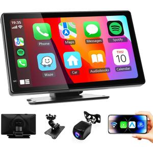 Haudio Portable Car Stereo,HD Touchscreen for All Vehicles,with Apple CarPlay & Android Auto with Backup Camera/Mirror Link/Voice Control/Bluetooth/GPS/AUX/FM Satellite Radio (7 inch)
