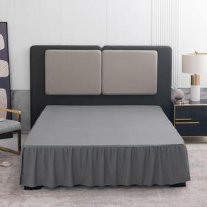 Grey Bed Skirt Queen Size Ruffled Bed Skirt with Split Corners, Queen Bed Skirt 14 Inch Drop, TSUTOMI Queen Size Bed Skirt Grey for Ruffled Bed Skirt with Split Corners, Bed Skirt Queen Size
