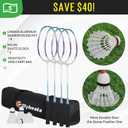 Outdoor Baminton Net Set for Backyard, Beach, Family Games with 20 * 3ft Anti-sag Net, 4 Aluminum Badminton Rackets, 3 Shuttlecocks, Carring Bag - Easy Set Up & Portable