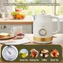 Retro Electric Kettle, 1.7L 304 Stainless Steel Tea Kettle with Temperature Gauge, 1500W Fast Boiling Water Boiler,Auto Shut-Off & Boil-Dry Protection, BPA-Free, Matte White and Gold