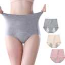 Women's Washable Incontinence Underwear 3 Pack, Asian Size-Go Up 2 Size to US Size, Leakproof Ladies Panties, Reusable Incontinence Briefs for Light Bladder Leakage Protection (Size: Asian-2XL/US-L) (Grey/Pink/Beige)