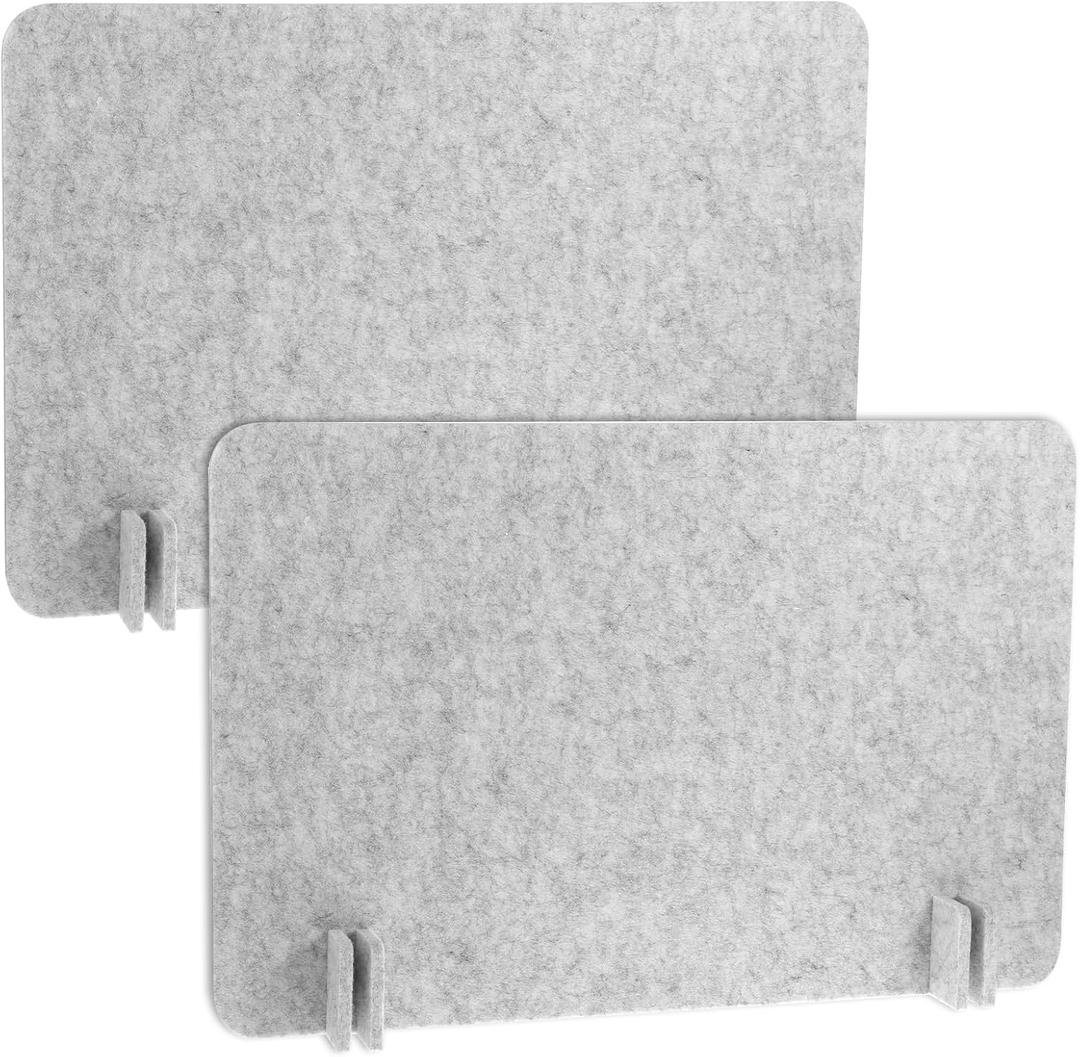 2pcs Acoustic Desk Privacy Panel, 24 x 16" Desk Dividers for Students Desk Partition with Support Feet for Office or Home Use(Silver Gray)