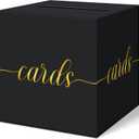 QIKSION Black Graduation Card Box, Gold Foil Gift Card Box for Party Decorations, Wedding Reception, Birthday, Baby & Bridal Shower, Anniversary, Retirement