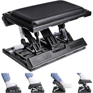 Scalebeard Foot Rest for Under Desk at Work,Height Adjustable Infinite Angle Ergonomic Foldable Footrest for Office, Gaming,Computer, Removable Pad Desk Foot Stool with Massage Beads,for All Seasons (Extra Large, Black)