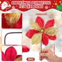 Zeyune 12 Pcs 9.84" Large Poinsettia Picks for Christmas Tree Red Gold Glitter Artificial Christmas Poinsettias Flower with Stems Xmas Floral Ornaments for Xmas Tree Party Wreath DIY Vase Home Decor