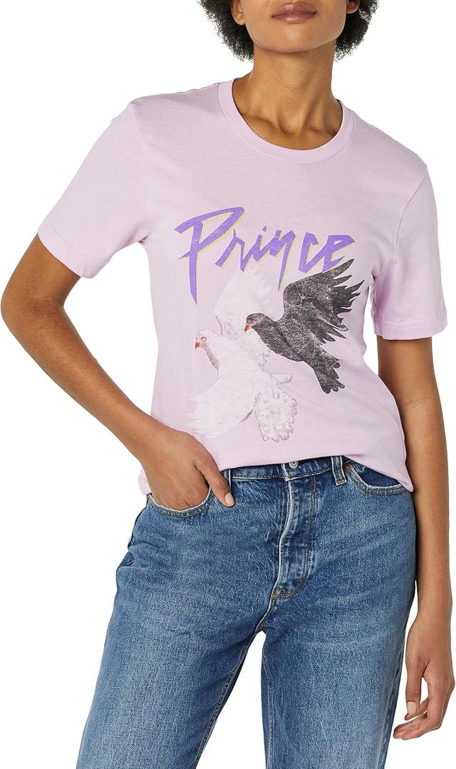 Prince Womens Official Vintage Four DovesT-Shirt (X-Large, Purple)