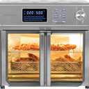 Kalorik MAXX Air Fryer Oven, 26 Quart 10-in-1 Countertop Toaster Oven & Air Fryer Combo - Fry, Bake, Roast, Rotisserie, & More, Large Glass French Doors & 9 Accessories, 1700-Watts, Stainless Steel