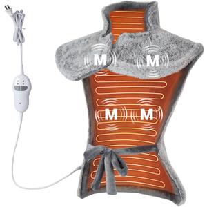 Massaging Heating Pad for Neck and Shoulders and Back, 24" x 35" Large Electric Heating Pad for Back Pain Relief with 3 Heat Levels, 4 Massage Settings, 2H Auto Shut-Off, 4 Massage Motors,Grey