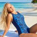 beautyin Women's One Piece Athletic Racerback Swimsuit Modest Sport Bathing Suit (Blue, S)