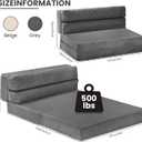 JUIKURY Folding Sofa Bed, Convertible Sleeper Chair with Pilow Foldable Matress, 2 in 1 Pull Out Loveseat Sofa Portable Fold Out Chair Bed Floor Couch Lounge for Living Room Bedroom (Grey, Full)