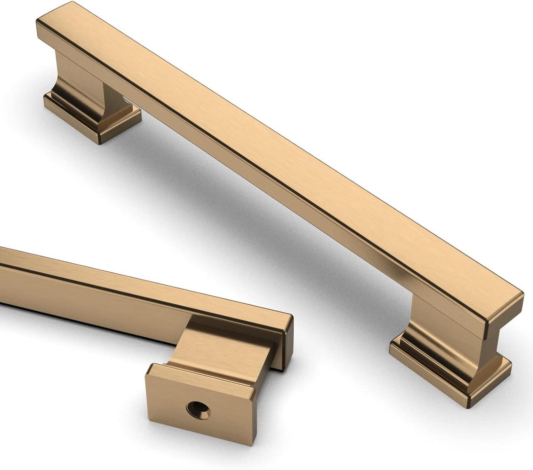 Asidrama 10 Pack 5 Inch(128mm) Champagne Bronze Kitchen Cabinet Handles,Champagne Brass Cabinet Pulls Kitchen Cabinet Hardware for Cupboard Drawer Pulls (5" Hole Center)