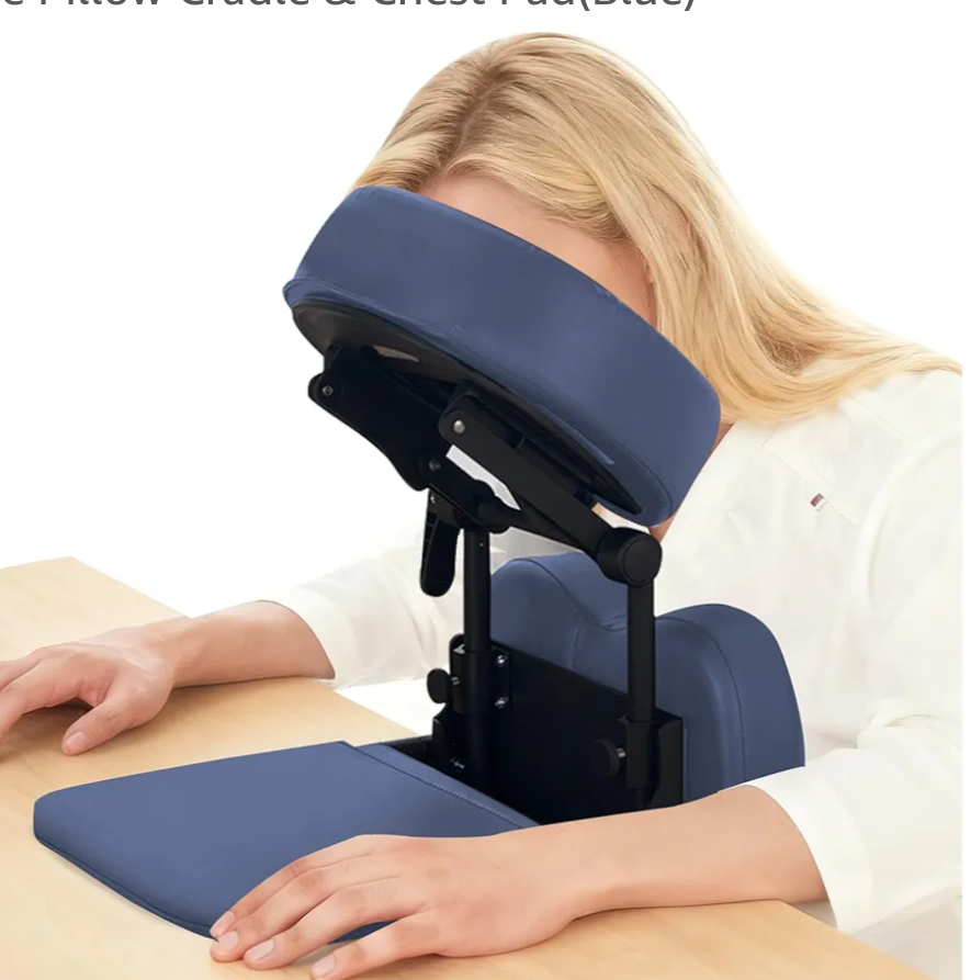 TOROKOM Massage Portable Face Down Massage Kit for Desk and Table Top, Adjustable Headrest Face Pillow Cradle & Chest Pad(Blue)