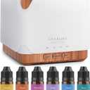 ASAKUKI Essential Oil Diffuser 700ml, Ultrasonic Aromatherapy Humidifier with Top 6 Essential Oils Set, 7 LED Colors, Timer & Auto-Off, Large Room Diffuser (Golden)